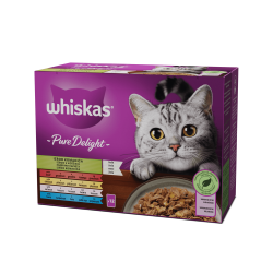 Whiskas Pure Delight пауч 12х85гр. - С говеждо, с пилешко, със сьомга и риба тон