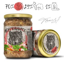 Бурканите - храна за кучета, стерилизирано свинско и зеленчуци