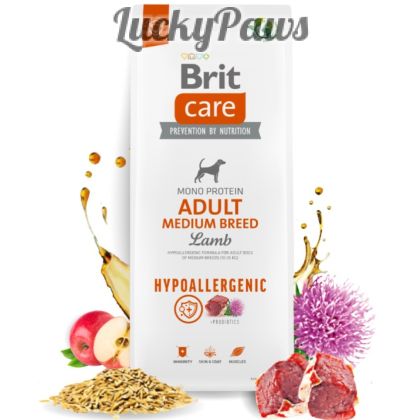 Brit Care Hypoallergenic Mono Protein Adult Medium - Агнешко месо и бял трън хипоалергенна