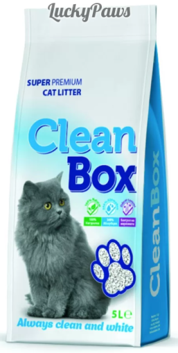 CLEAN BOX Super Premium натурал, постелка за котешка тоалетна, фин бял бентонит