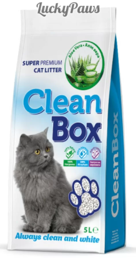 CLEAN BOX Super Premium Алое Вера, постелка за котешка тоалетна, фин бял бентонит