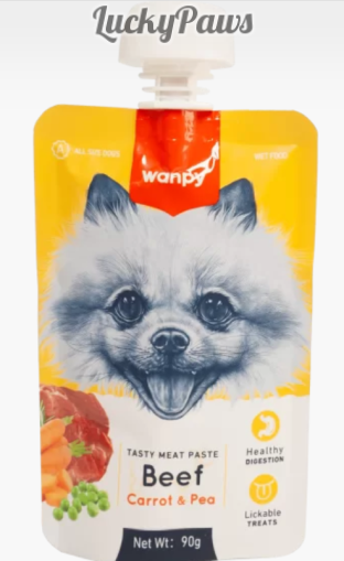 Wanpy Tasty Dog - месна паста говеждо, морков и грах