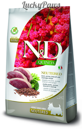 N&D QUINOA NEUTERED Adult Mini Duck - Патица Кастрирани 7кг 