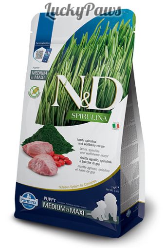 N&D Spirulina Puppy Medium & Maxi - Агне 7кг