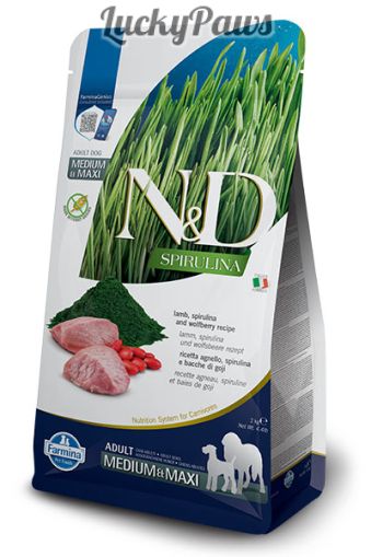 N&D Spirulina Adult Medium & Maxi - Агне 7кг
