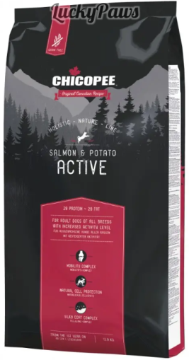 Chicopee Holistic Active - суха храна със сьомга и картофи 12 кг