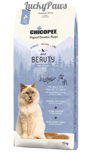 Chicopee Classic Nature Line Adult Beauty - храна за котки със сьомга за красива козина 15 кг