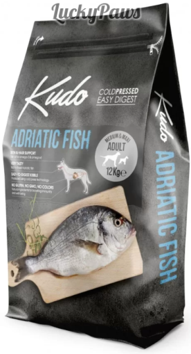 Kudo Low Grain Adriatic Fish Meduim-Maxi Adult - храна за кучета от всички породи 12кг