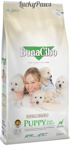 BonaCibo Lamb & Rice Puppy - Пълноценна храна за подрастващи кученца с агнешко и ориз 15 кг