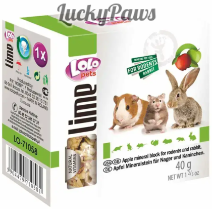 LOLO PETS Минерален блок/Креда за гризачи - Ябълка 40гр
