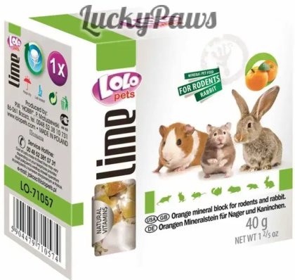 LOLO PETS Минерален блок/Креда за гризачи - Портокал 40гр