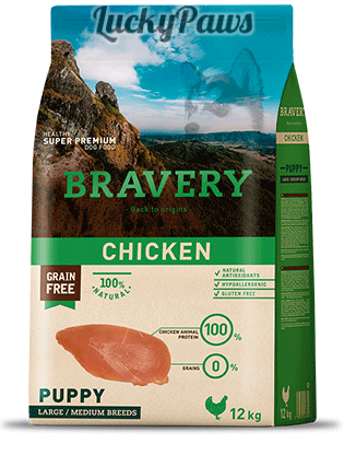 Bravery Chicken Medium & Large Breeds Puppy - Пълноценна храна за подрастващи кученца от средни и едри породи с пилешко