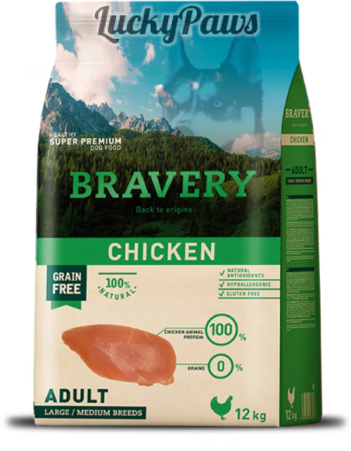 Bravery Chicken Medium & Large Breeds Adult Dog - Пълноценна храна за израснали кучета от средни и едри породи с пилешко
