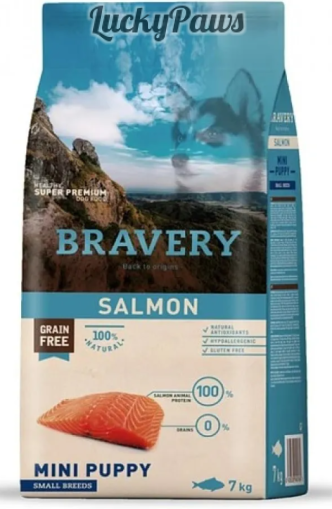 Bravery Salmon Mini Breeds Puppy - Пълноценна храна подрастващи кученца от дребни и мини породи със сьомга