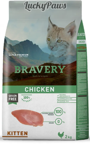 Bravery Chicken Kitten - Пълноценна храна за подрастващи котенца от всички породи с пилешко