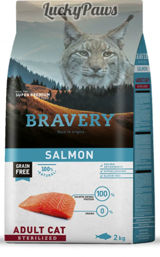 Bravery Salmon Sterilised Adult Cat - Пълноценна храна за израснали кастрирани котки от всички породи със сьомга