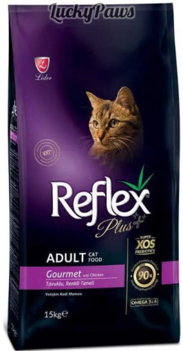 Reflex Plus Gourmet Adult Cat - Пълноценна храна за израснали котки от всички породи с пилешко месо.