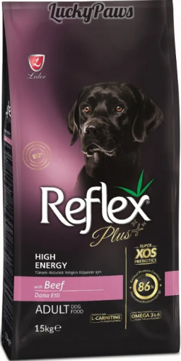 Reflex Plus High Energy Adult Dog - високоенергийна храна с говеждо месо за израснали кучета 15 кг