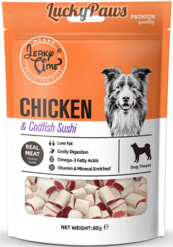 Jerky Time Chicken&Codfish Sushi - пиле и риба треска 80гр