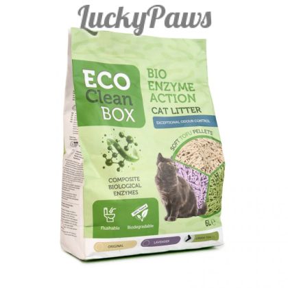 Eco Clean Box Тофу котешка тоалетна с био ензими ЗЕЛЕН ЧАЙ