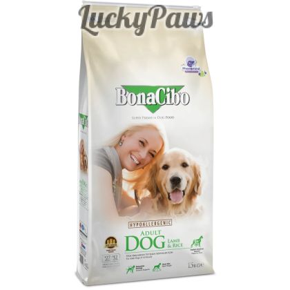 BonaCibo Lamb & Rice Adult  - Пълноценна храна за израснали кучета с агнешко и ориз 15 кг