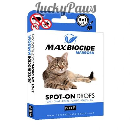 Противопаразитни капки за котки MAX Biocide с Маргоза - 5x1мл