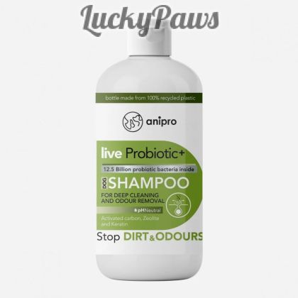 anipro Live Probiotic+ Stop Dirt & Odours - пробиотичен шампоан за кучета против миризми и упорити замърсявания с зелен чай и бергамонд 250мл