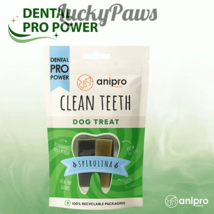 anipro Dental Pro Power меки дъвчащи лакомства със спирулина, 84 г, зелен чай
