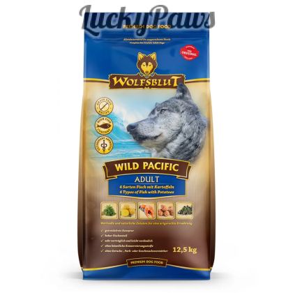 Wolfsblut Wild Pacific Adult храна за кучета с дива тихоокеанска риба и картофи, 12.5 кг