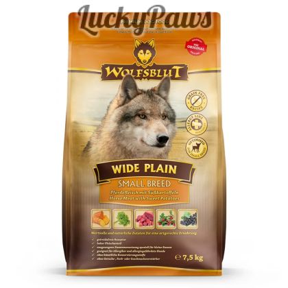 Wolfsblut Wide Plain Small Breed храна за дребни породи кучета с конско и сладки картофи, 7.5 кг