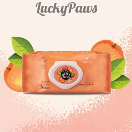 Pet Head Quick Fix мокри кърпички с аромат на праскова и арган , 80 бр