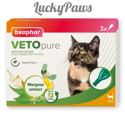 Beaphar Cat Flea & Tick Spot On Bio репелентни капки за котки, 3 бр