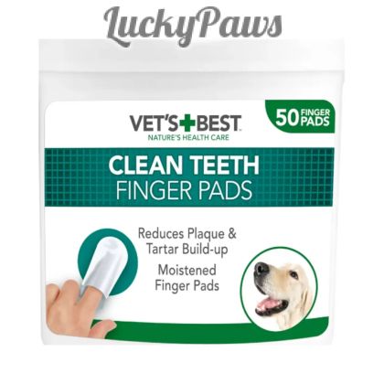 Vet's Best Clean Teeth Finger Pads 50бр дентални кърпички за почистване на зъби, аромат на мента