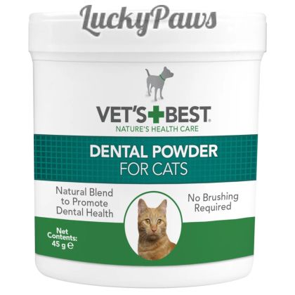 Vet's Best Dental Powder Cat 45гр дентална пудра за котки с водорасли и Спирулина
