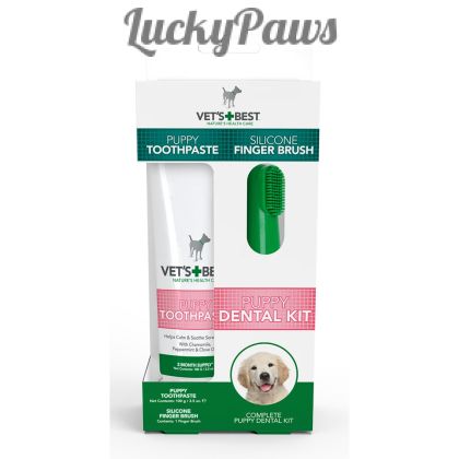 Vet's Best Puppy Dental Kit комплект за малки паста 100гр + четка напръстник