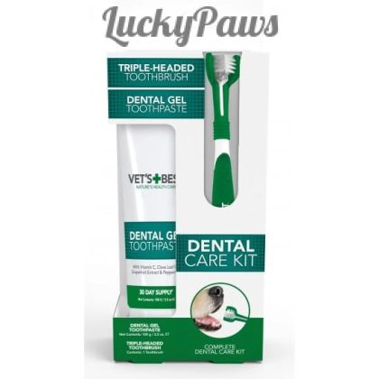 Vet's Best Dental Care Kit комплект за дентална грижа, четка и паста