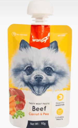 Wanpy Tasty Dog - месна паста говеждо, морков и грах