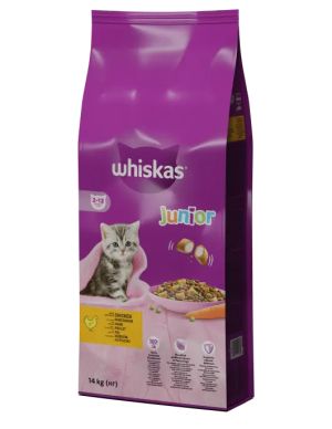 Суха пълноценна храна 14кг за малки котки  whiskas с пиле