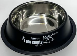 Цветна метална купа с гума против хлъзгане "I am empty" черна