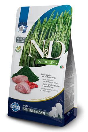 N&D Spirulina Puppy Medium & Maxi - Агне 7кг