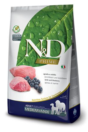 N&D Prime  Medium&Maxi Adult Lamb/Blueberry– Агнешко/Боровинка