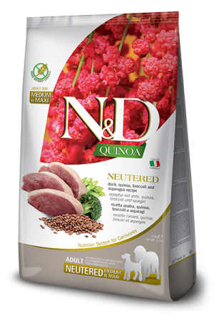 N&D Quinoa NEUTERD Adult Medium&Maxi Duck - Патешко Кастрирани 12кг 