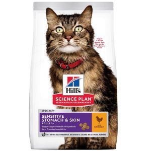 Hill's Science Plan Feline Adult Sensitive Stomach & Skin - Пилешко 6+1кг