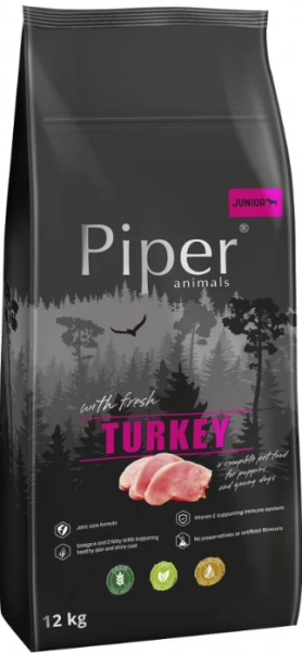 Piper Turkey Junior - суха храна за кученца до 1 година с прясно пуешко 12кг