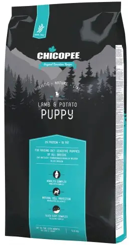 Chicopee Holistic Puppy - суха храна за подрастващи кучета агнешко и картофи 12 кг