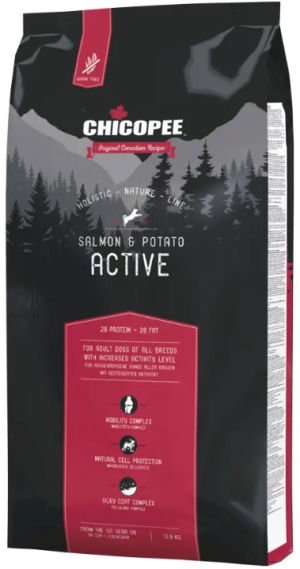Chicopee Holistic Active - суха храна със сьомга и картофи 12 кг