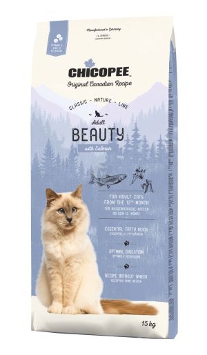 Chicopee Classic Nature Line Adult Beauty - храна за котки със сьомга за красива козина 15 кг