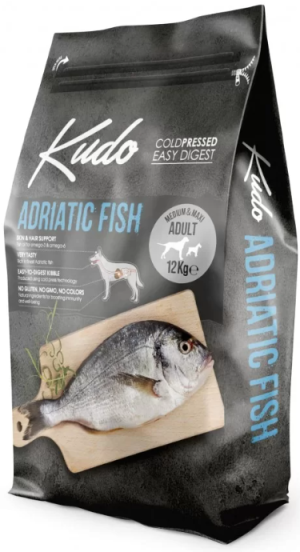 Kudo Low Grain Adriatic Fish Meduim-Maxi Adult - храна за кучета от всички породи 12кг