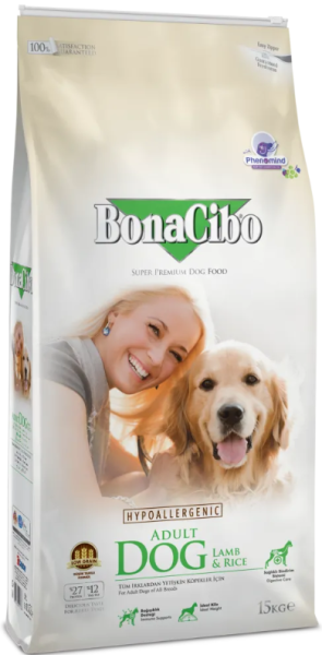 BonaCibo Lamb & Rice Adult  - Пълноценна храна за израснали кучета с агнешко и ориз 15 кг