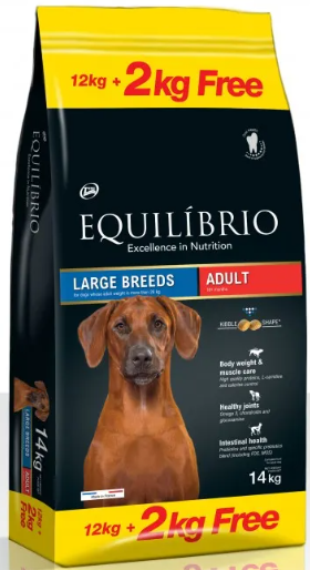 Equilibrio Adult Dog Large Breeds - Пълноценна храна за израснали кучета от едри породи 12 + 2 кг